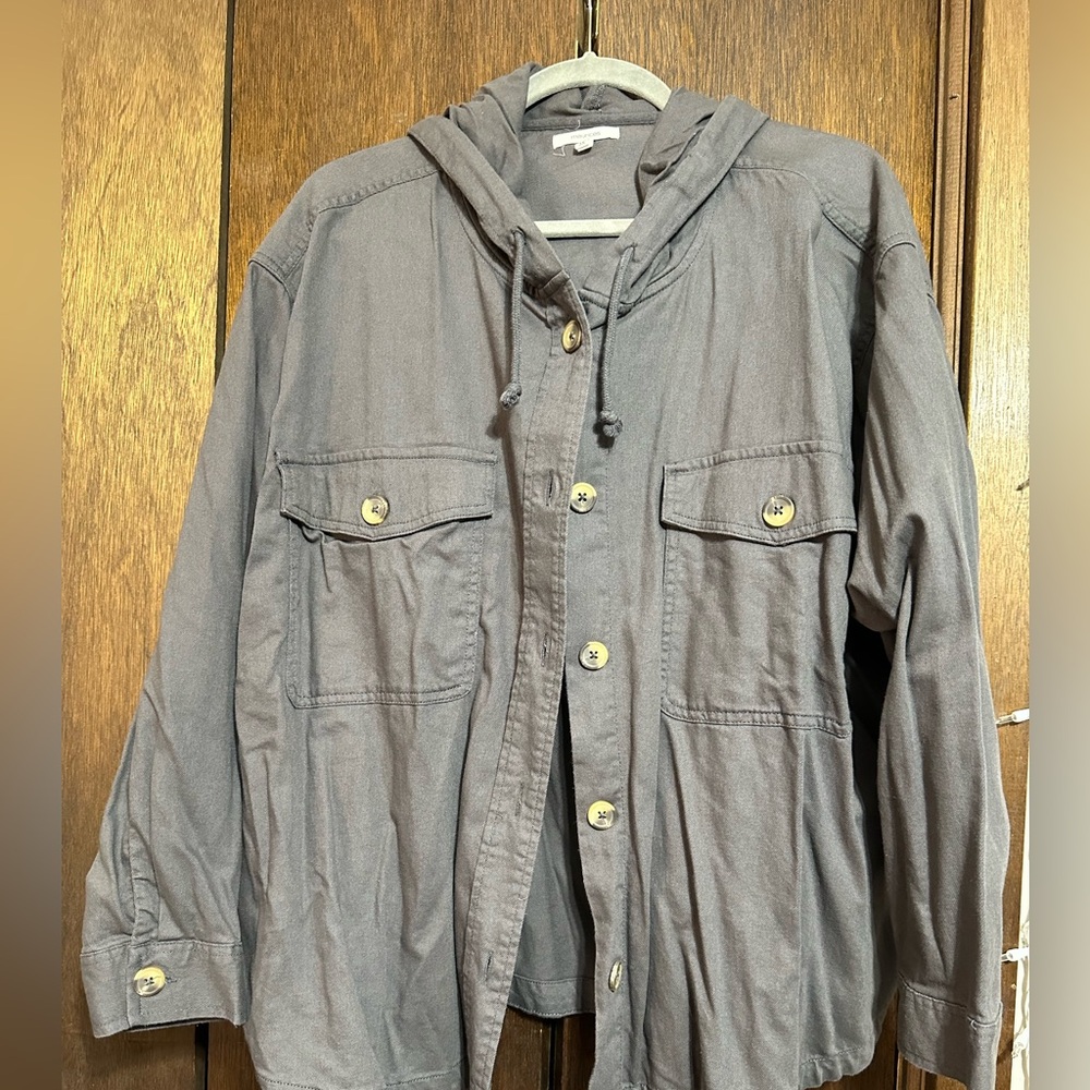 Dark gray hooded jacket/shirt, size 3x.